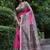 Pink color tussar silk madhubani print saree