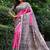 Pink color tussar silk madhubani print saree