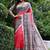 Light red color tussar silk madhubani print saree