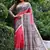 Light red color tussar silk madhubani print saree