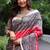 Light red color tussar silk madhubani print saree