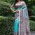 Sky blue color tussar silk madhubani print saree