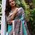Sky blue color tussar silk madhubani print saree
