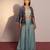 Royal blue embroidered viscose raw silk co ord set