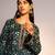 Green printed viscose raw silk kurta set