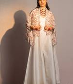 Ivory printed modal satin jumpsuit