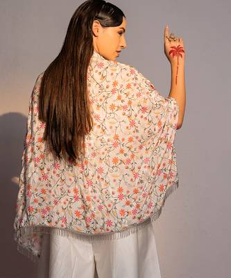 Ivory printed modal satin jumpsuit 2