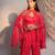 Hot pink embroidered viscose organza co ord set