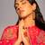 Hot pink embroidered viscose organza co ord set