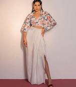 White Embroidered Silk Co ord set