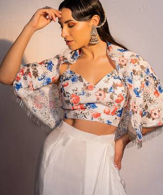 White Embroidered Silk Co ord set 2