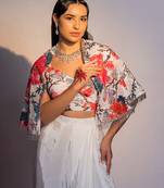 White printed silk co ord set
