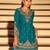 Teal embroidered chinon free size stitched palazzo style salwar suit
