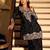 Black embroidered chinon free size stitched palazzo style salwar suit