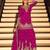 Pink embroidered chinon free size stitched palazzo style salwar suit