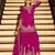 Pink embroidered chinon free size stitched palazzo style salwar suit