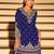 Royal blue embroidered chinon free size stitched palazzo style salwar suit