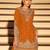 Orange embroidered chinon free size stitched palazzo style salwar suit