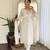 Women's off white viscose chanderi embroidered kurta pant set with jacquard dupatta