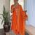 Women's orange viscose chanderi embroidered kurta pant set with jacquard dupatta