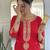 Red viscose chanderi sequin stone embroidered v-neck kurta pant set with jacquard dupatta