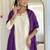 Women's white viscose rayon embroidered kurta pant set with chinon dupatta
