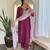 Women's maroon viscose rayon embroidered kurta pant set with printed muslin dupatta