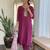 Women's maroon viscose rayon embroidered kurta pant set with printed muslin dupatta