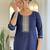 Women's navy blue viscose rayon embroidered kurta pant set with printed muslin dupatta