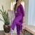 Women's purple viscose rayon embroidered kurta pant set with printed muslin dupatta
