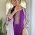 Women's purple viscose rayon embroidered kurta pant set with printed muslin dupatta
