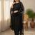 Women's black faux georgette sequin embroidered kurta pant set with net dupatta