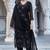 Women's black georgette sequin embroidered kurta pant set with georgette dupatta