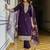 Women's wine viscose chanderi silk kurta pant set with organza dupatta