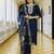 Women's navy blue viscose chanderi silk kurta pant set with organza dupatta