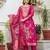 Women's pink chanderi cotton silk embroidered kurta pant set with jacquard dupatta