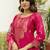 Women's pink chanderi cotton silk embroidered kurta pant set with jacquard dupatta
