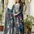 Women's navy blue chanderi cotton silk embroidered kurta pant set with jacquard dupatta