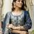 Women's navy blue chanderi cotton silk embroidered kurta pant set with jacquard dupatta
