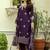 Women's wine viscose chanderi silk embroidered kurta pant set with jacquard organza dupatta