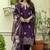 Women's wine viscose chanderi silk embroidered kurta pant set with jacquard organza dupatta