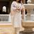 Women's white viscose chanderi silk embroidered kurta pant set with jacquard organza dupatta