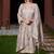 Women's cream vichitra silk sequin embroidered kurta pant set with vichitra silk dupatta