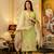Women's lemon green viscose silk embroidered kurta pant set with jacquard organza dupatt