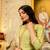 Women's lemon green viscose silk embroidered kurta pant set with jacquard organza dupatt