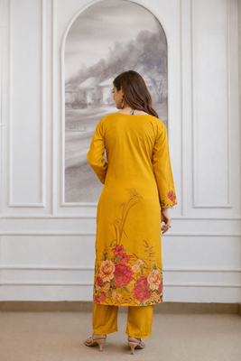 a-line floral printed kurti pant set with digital print dupatta (s to xxl) 2