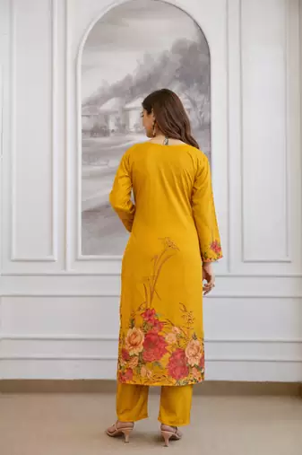 a-line floral printed kurti pant set with digital print dupatta (s to xxl)