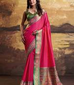 Red patola silk blend party wear saree