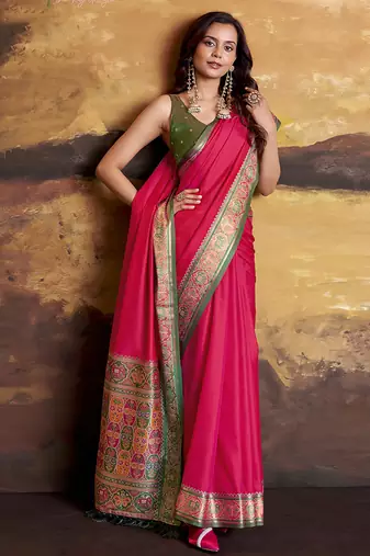 Red patola silk blend party wear saree