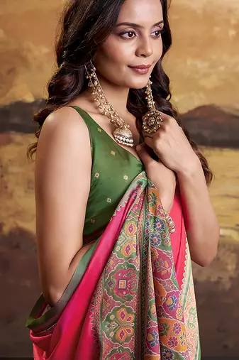 Red patola silk blend party wear saree